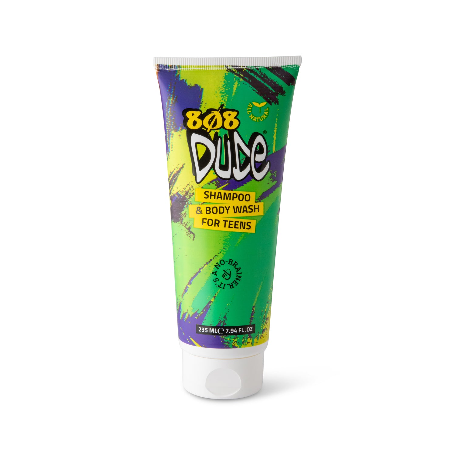 Natural shampoo body wash for teenage boys - 808 Dude 2-in-1 formula in street art packaging