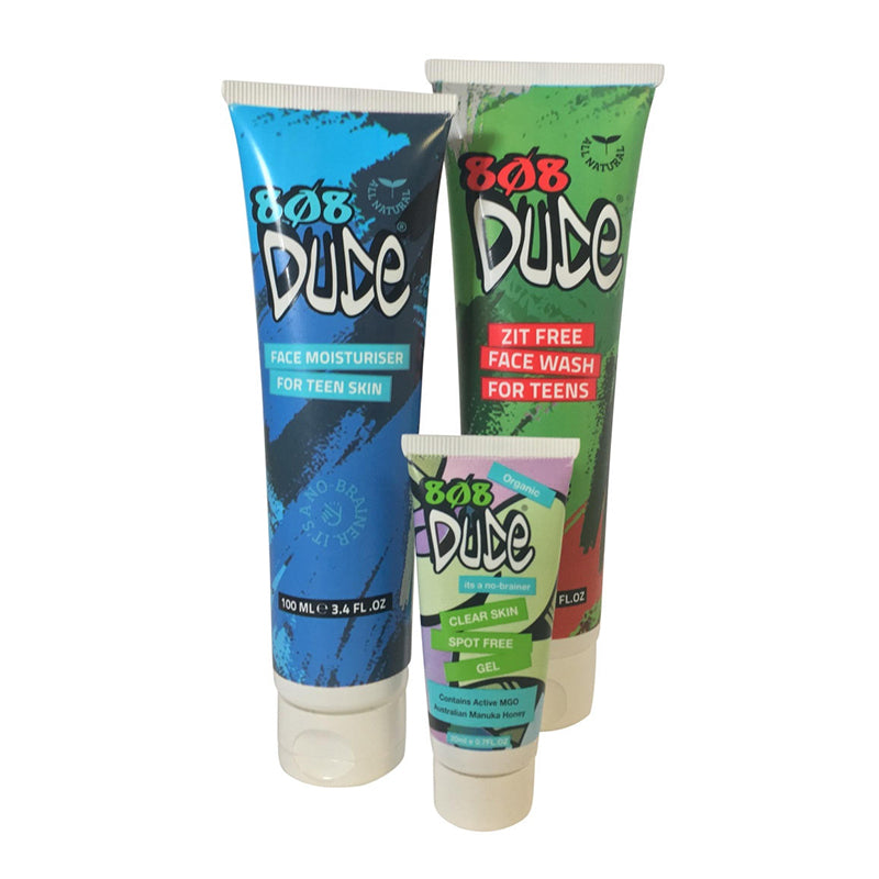 808 Dude Moisturiser + Face Wash + Spot Free Gel Pack for Teens